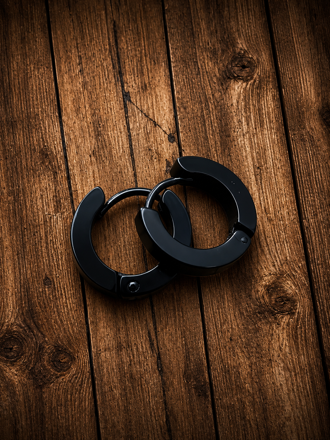 Black Huggie Hoop Earrings – Stainless Steel