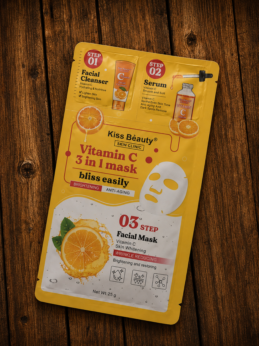 Kiss Beauty Vitamin C 3-in-1 Mask – Brightening & Anti-Aging