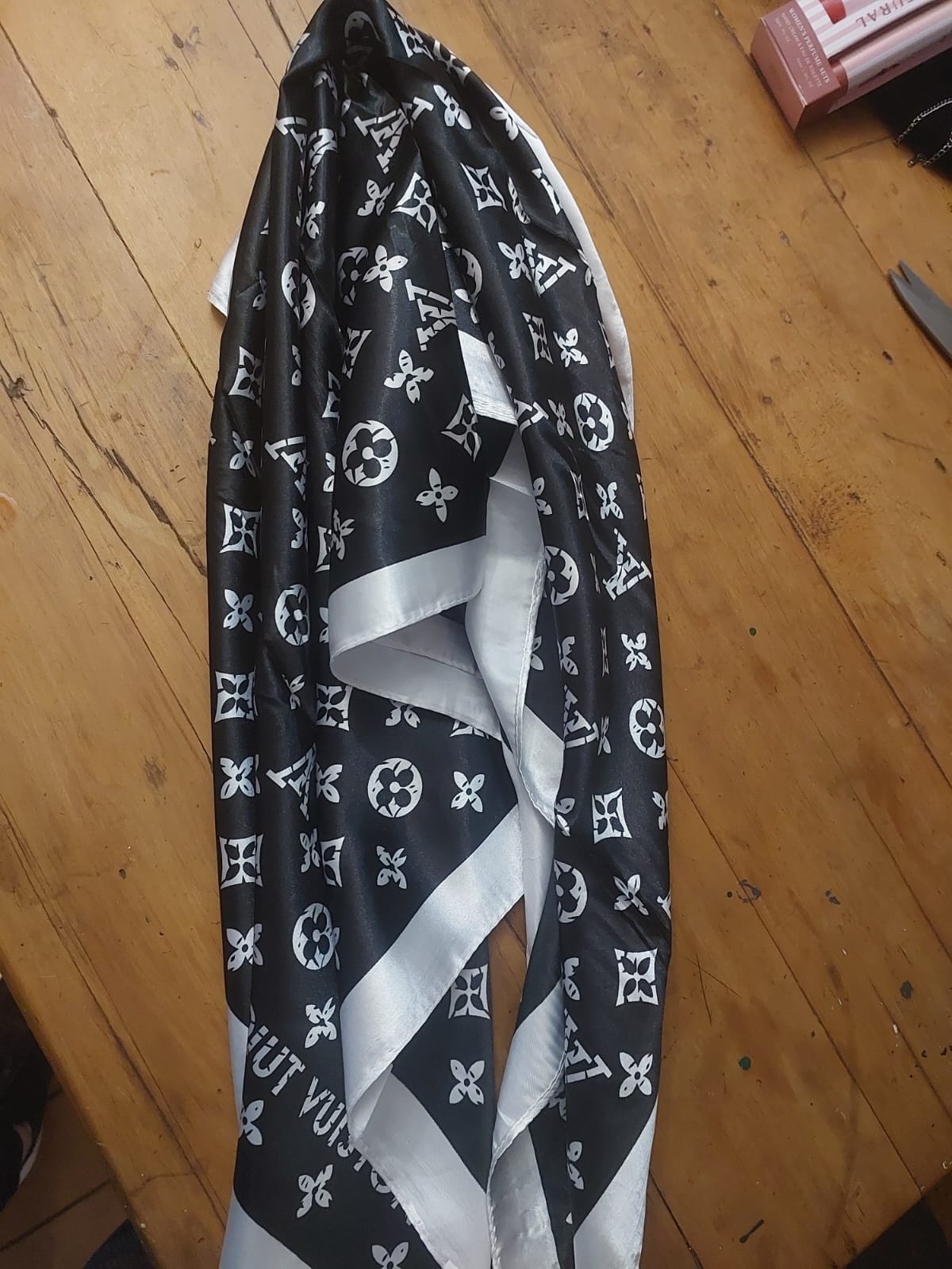 Navy Satin Scarf