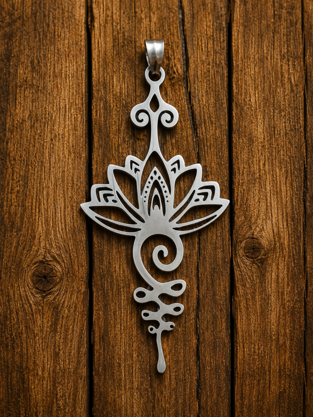 Silver Lotus Flower Pendant – Stainless Steel