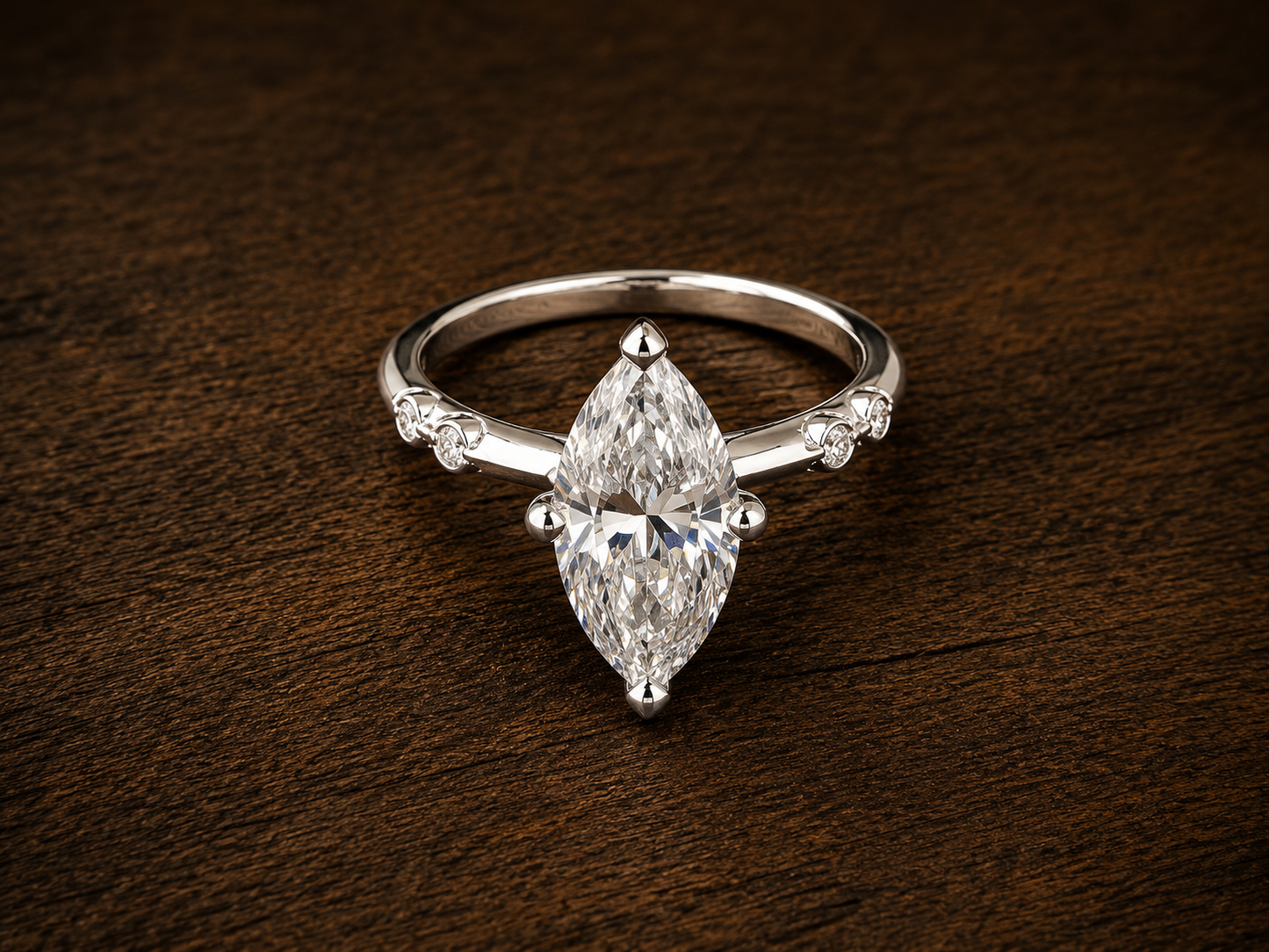 Marquise Diamond Solitaire Ring – Sterling Silver
