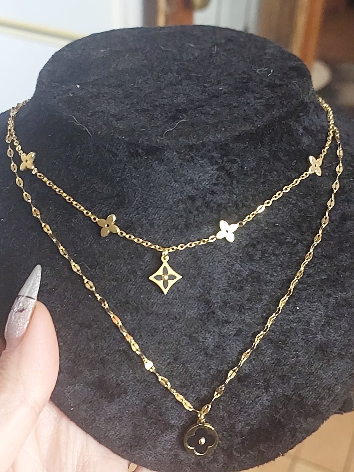 Gold Diamond Charm Drop Necklace – Gold Plated Stainless Steel