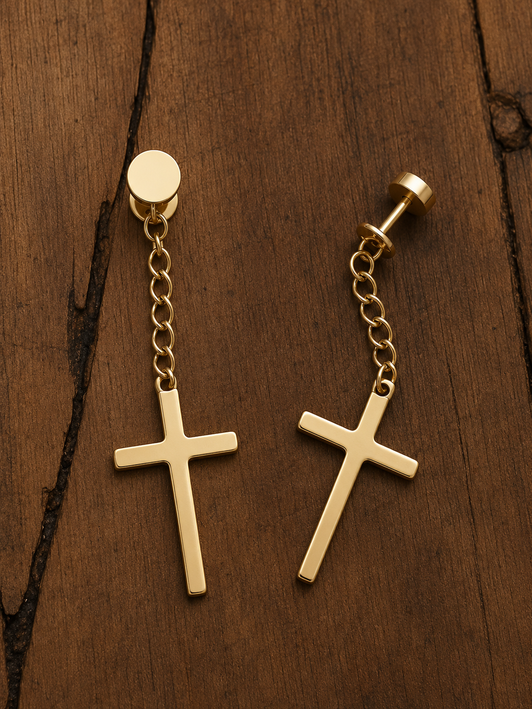 Gold Cross Chain Drop Earrings – Gold Plated Sterling Silver