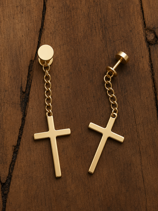 Gold Cross Chain Drop Earrings – Gold Plated Sterling Silver