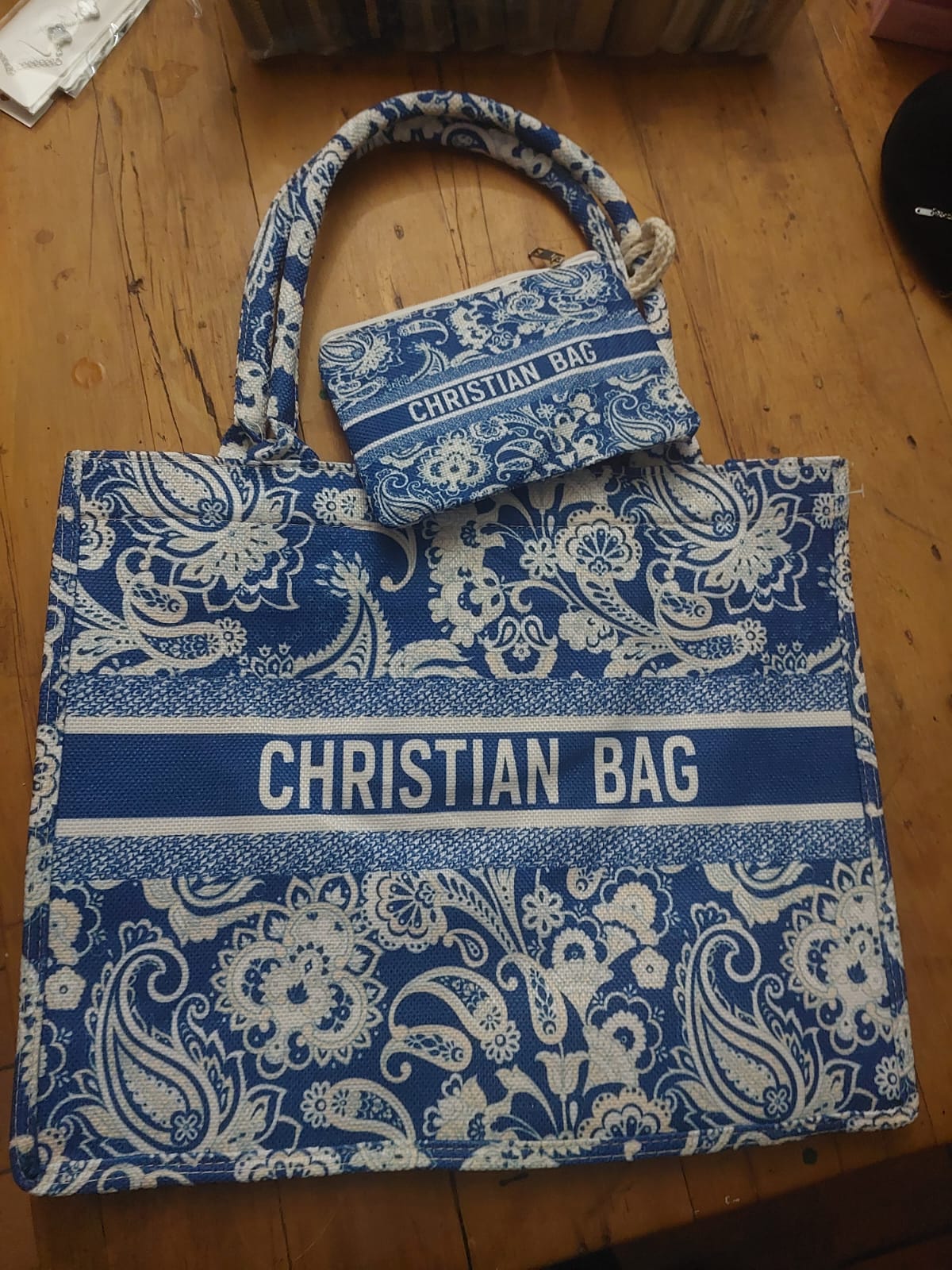 Blue Paisley Tote Bag Set
