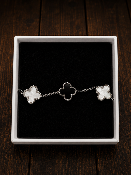 White Clover Charm Bracelet – Stainless Steel