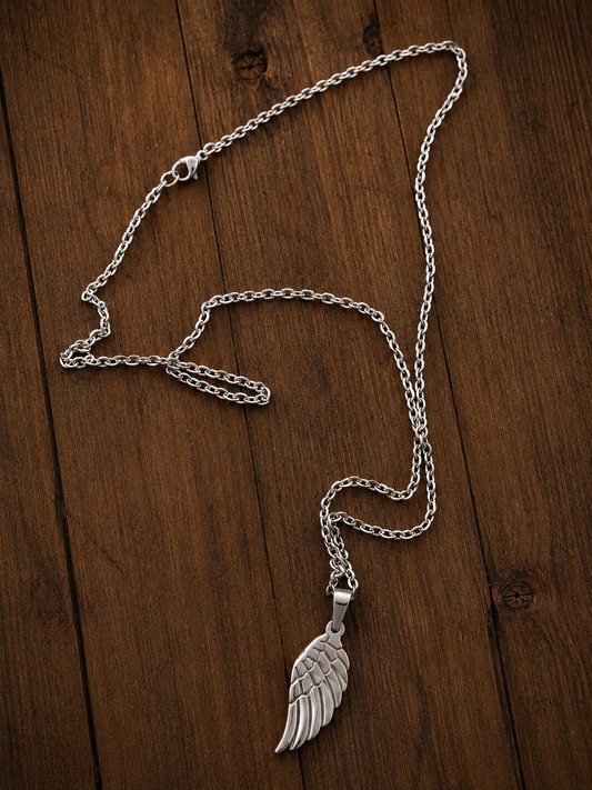 Silver Angel Wing Pendant Necklace – Stainless Steel