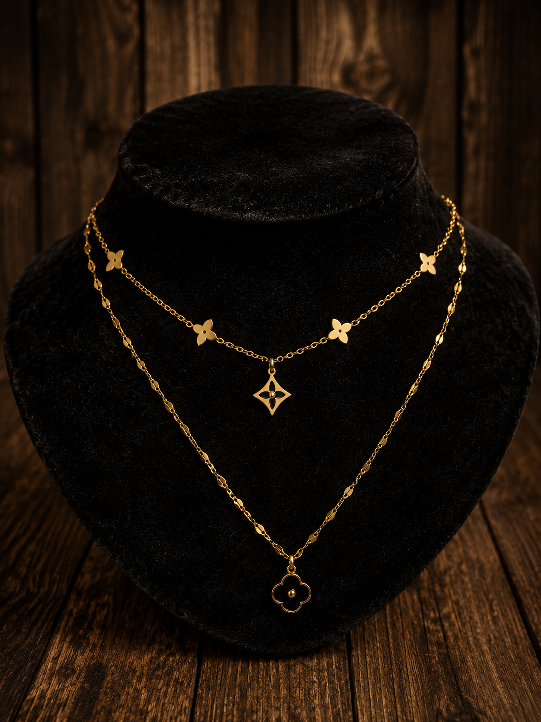 Gold Layered Charm Necklace