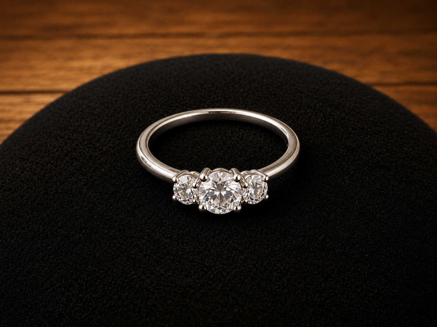Three-Stone Crystal Ring – Sterling Silver
