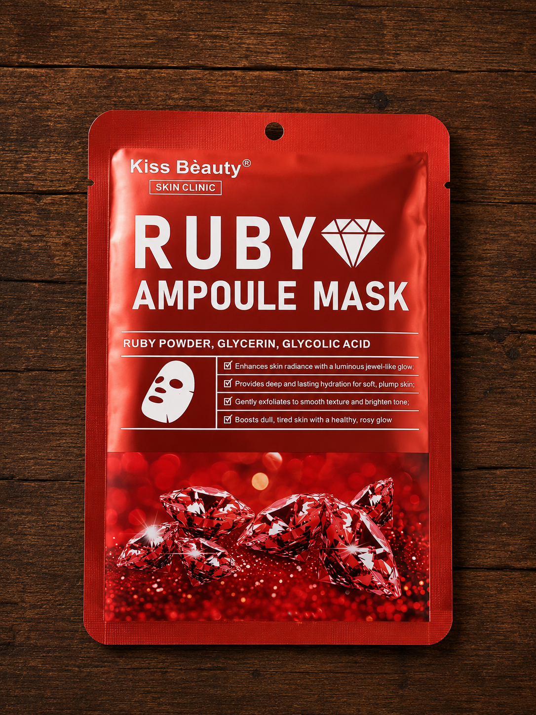 Kiss Beauty Ruby Ampoule Mask – Radiance & Hydration