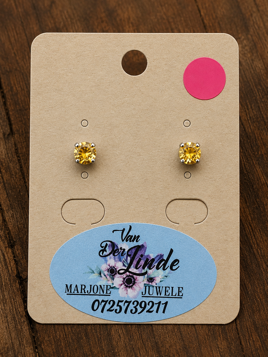 Yellow Crystal Stud Earrings – Stainless Steel