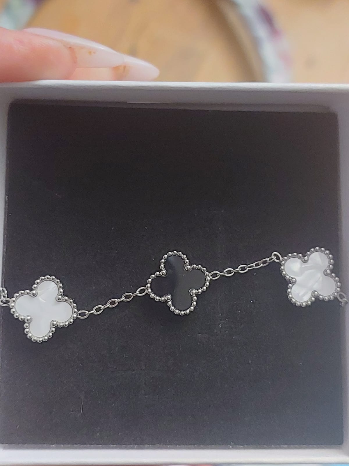 White Clover Charm Bracelet – Stainless Steel