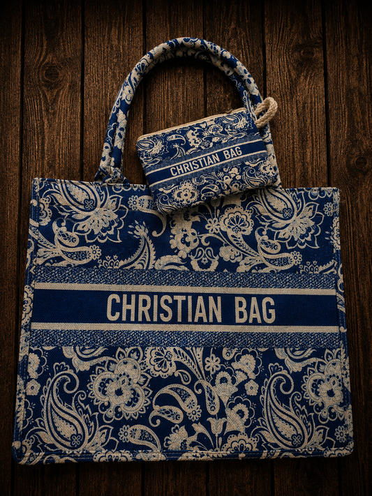 Blue Paisley Tote Bag Set