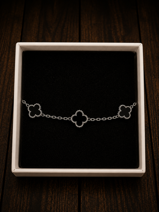 Silver Open Clover Chain Bracelet – Stainless Steel